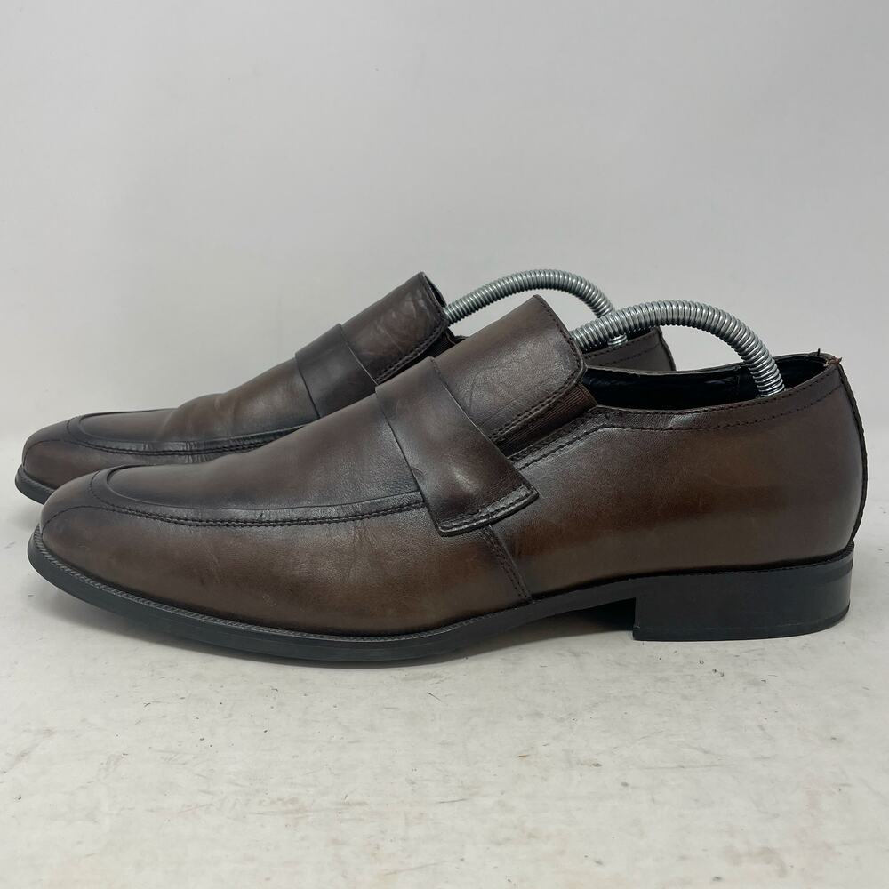 Alfani Dark Brown Leather Atomic Loafers Mens Size 9.5
